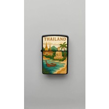 İberk Thailand Tayland - Paper-Cut Style - Benzinli Siyah Çakmak