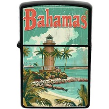 İberk Bahamalar - Bahamas - Hand-Paint Ülke Temalı Benzinli Siyah Çakmak