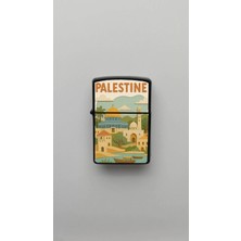 İberk Palestine Filistin - Paper-Cut Style - Benzinli Siyah Çakmak