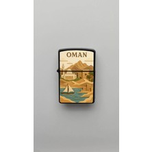 İberk Oman Umman - Paper-Cut Style - Benzinli Siyah Çakmak