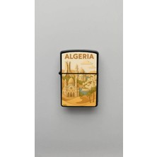 İberk Algeria Cezayir - Paper-Cut Style - Benzinli Siyah Çakmak