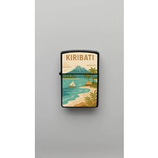 İberk Kiribati Kiribati - Paper-Cut Style - Benzinli Siyah Çakmak