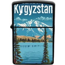 İberk Kırgızistan - Kyrgyzstan - Hand-Paint Ülke Temalı Benzinli Siyah Çakmak