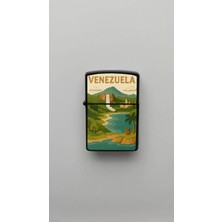 İberk Venezuela Venezuela - Paper-Cut Style - Benzinli Siyah Çakmak