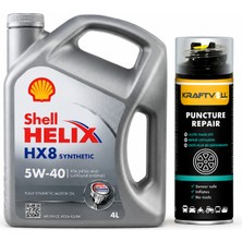 Shell Helix Hx8 Motor Yağı 5W-40 4 Litre + Lastik Tamir Kiti 400 ml