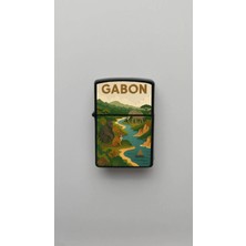 İberk Gabon Gabon - Paper-Cut Style - Benzinli Siyah Çakmak