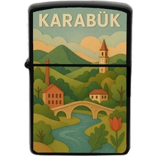 İberk Karabük - Paper Cut Memleket Temalı Benzinli Siyah Çakmak