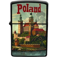 İberk Polonya - Poland - Hand-Paint Ülke Temalı Benzinli Siyah Çakmak