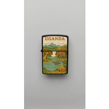 İberk Uganda Uganda - Paper-Cut Style - Benzinli Siyah Çakmak