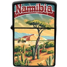 İberk Namibya - Namibia - Hand-Paint Ülke Temalı Benzinli Siyah Çakmak