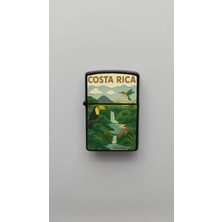 İberk Costa Rica Kosta Rika - Paper-Cut Style - Benzinli Siyah Çakmak