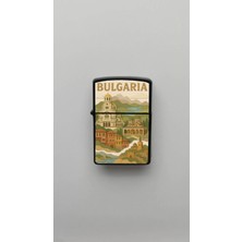 İberk Bulgaria Bulgaristan - Paper-Cut Style - Benzinli Siyah Çakmak