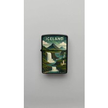 İberk Iceland Izlanda - Paper-Cut Style - Benzinli Siyah Çakmak
