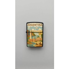 İberk Argentina Arjantin - Paper-Cut Style - Benzinli Siyah Çakmak