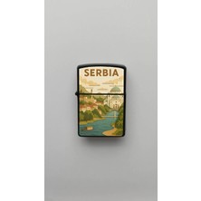 İberk Serbia Sırbistan - Paper-Cut Style - Benzinli Siyah Çakmak