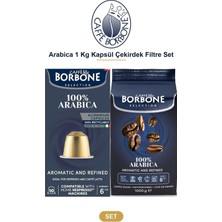 Caffe Borbone Arabica 1 kg Kapsül Çekirdek Filtre Set – Nespresso Uyumlu, 3 Yöntem Tek Pakette