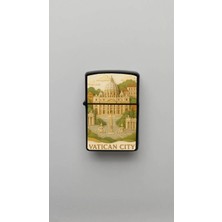 İberk Vatican City Vatikan - Paper-Cut Style - Benzinli Siyah Çakmak