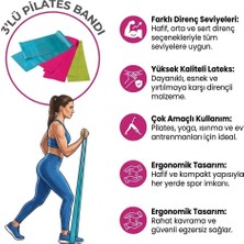 Mınamor 3 'lü Pilates Bandı 120 cm x 15 cm Egzersiz Direnç Lastiği (Uç Kısmı Açık)