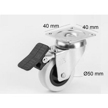 ALMITAL 4 ADET DÖNER TABLALI FRENLİ ÇAP 50MM GRİ TEKERLEK