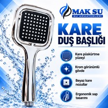 Mak-Su Kare El Duş Başlığı Krom Görünümlü – 1 Adet