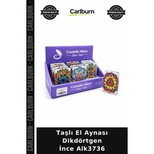 Carlburn Özel Üretim Dekoratif Makyaj Şık Hediyelik Aksesuar Taşlı El Aynası Dikdörtgen Ince ALK3736