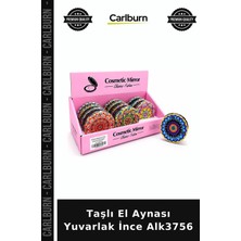 Carlburn Özel Üretim Şık Hediyelik Aksesuar Taşlı El Aynası Yuvarlak Ince ALK3756