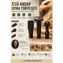 Creatividad Solutions 3'lü Ahşap Oyma Törpü Seti Spiral Avuç Taşlama Makinesi Uçları  723537