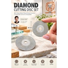 Creatividad Solutions 2'li Elmas Kesici Disk Seti 40 mm Mini Cam Metal Ahşap Taş Seramik Kesme Ucu Gravür Uyumlu 723640