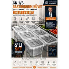 Creatividad Solutions 6 Adet Gn 1/6 Polikarbonat Gastronorm Küvet Şeffaf Kapaklı Saklama Kabı 1.53 Lt Endüstriyel Sos Garnitür Küveti 723548