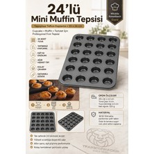 Creatividad Solutions 24'lü Mini Muffin Tepsisi Yapışmaz Teflon Kaplama Paslanmaz Çelik Cupcake Tartolet Kalıbı Fırın Tepsisi 35X26 cm 723469