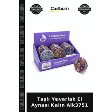 Carlburn Özel Üretim Şık Hediyelik Aksesuar Makyaj Kişisel Bakım Taşlı Yuvarlak El Aynası Kalın ALK3751