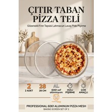 Creatividad Solutions Pizza Teli 2'li Set 28 cm Çıtır Taban Hamur Pişirme Izgarası Gözenekli Fırın Tepsisi Lahmacun Lavaş Pide Pişirme Ekranı Çok Amaçlı Süzme Izgarası Profesyonel 6061 Alüminyum  723396