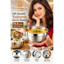 Creatividad Solutions Çift Duvarlı Yalıtımlı Salata Dondurma Erişte Sos Atıştırmalık 11,5 cm Servis Kasesi 18/10 304 Çelik 723766