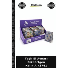 Carlburn Özel Üretim Makyaj Aksesuar Şık Taşlı El Aynası Dikdörtgen Kalın ALK3741