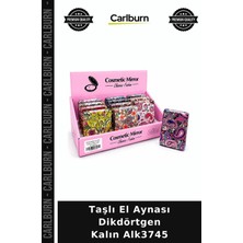 Carlburn Özel Üretim Şık Makyaj Aksesuar Hediye Dekoratif Taşlı El Aynası Dikdörtgen Kalın ALK3745