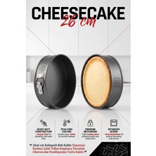 Creatividad Solutions Kelepçeli Cheesecake Pandispanya Turta Kalıbı Kek Kalıbı Yapışmaz  26X6 cm Karbon Çelik Teflon Kaplama Yuvarlak 723426