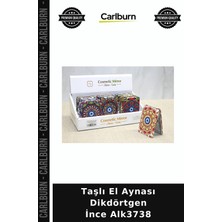 Carlburn Özel Üretim Şık Aksesuar Makyaj Hediyelik Kişisel Bakım Taşlı El Aynası Dikdörtgen Ince ALK3738