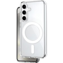 Universal Samsung Galaxy S24 Için Magsafe ile Uyumlu Şok Emici Silikon Kenar Sararma Önleyici Arkası Sert Parmak Izi Tutmayan Darbeye Dayanıklı Manyetik Şeffaf Kılıf