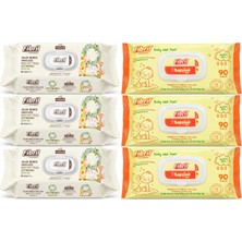 Fibril Islak Havlu Bebek Mendil 90 Yaprak Zeytinyağlı & Bebek (Karma 6 Lı Set) 540 Yaprak