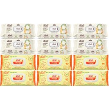 Fibril Islak Havlu Bebek Mendil 90 Yaprak Zeytinyağlı & Bebek (Karma 12 Li Set) 1080 Yaprak