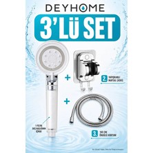 Maison Luré 3’lü Set 5 Kademeli Filtreli Duş Başlığı 150 cm Hortum Askı Duş Sistemi