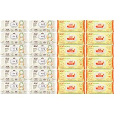 Fibril Islak Havlu Bebek Mendil 90 Yaprak Zeytinyağlı & Bebek (Karma 24 Lü Set) 2160 Yaprak