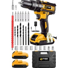 Sturdy Drıll 58 VR Çift Akülü Şarjlı Matkap  24 Parça Setli Yeni Seri