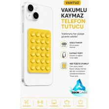 Universal Cep Telefonu Tutucu Vantuzlu Vakumlu Kaymaz Tüm Telefonlar ile Uyumlu Yapışkanlı Telefon Tutucu Sarı