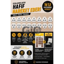 Gio Ticaret - 16’lı Üç Bilyeli 360° Derece Dönebilen Eşya ve Mobilya Kaydırıcı Mini Mobilya Tekerleği (4’lü Kullanımda 60 kg Taşıma Yükü) – Rambo Askılık ve 42 Parça Karışık Keçe Seti Hediyeli