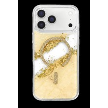 Onegif Apple Iphone 17 Pro Max/18 Pro Max Lotus Simli Magsafe Kapak - Gümüş