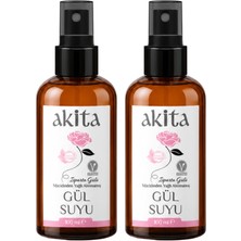 Akita Doğal Yağı Alınmamış Gül Suyu Cam Şişe 2X100mL