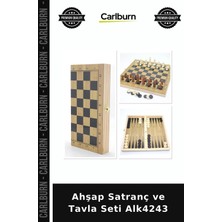 Carlburn Özel Üretim Hediye Klasik Masa Oyunu Ahşap Satranç ve Tavla Seti ALK4243