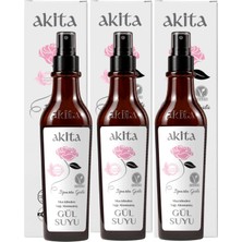 Akita Doğal Yağı Alınmamış Gül Suyu 3x250 mL