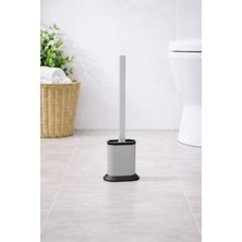 AyrStore Sas Haus Silikon Tuvalet Fırçası Pratik Silikon Wc Klozet Fırçası Oval Gri S-210